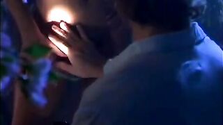 Passionate couple making love in a foggy, romantic night