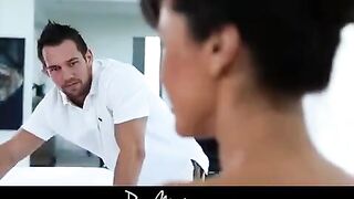 A man fucked a woman in oil, who has big beautiful boobs