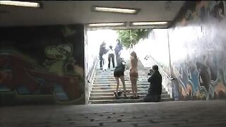 Girl was tied up and fucked on the street, she screamed with pleasure