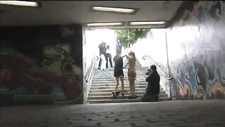 Girl was tied up and fucked on the street, she screamed with pleasure