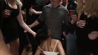 A mature woman is fucked by several men at once