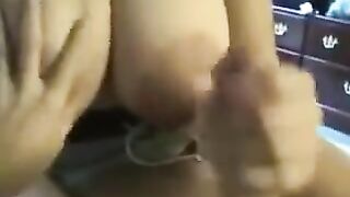 A fat woman swallowed all the sperm to the last drop