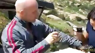 First outdoor sex with a cute brunette you meet