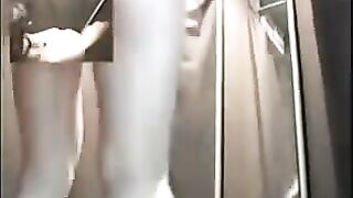 A hidden camera has been set up in the locker room of an underwear store