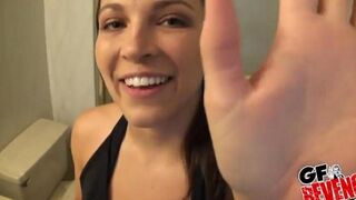 Beautiful woman has a quick sex in the bathroom, perfectly captured in this steamy homemade video