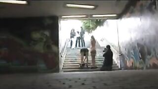 A girl was fucked on the street for her carelessness