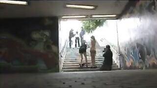 A girl was fucked on the street for her carelessness