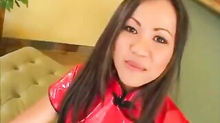 The Korean girl demonstrates her professional skills in blowjob