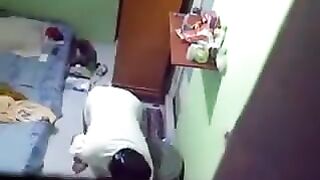 The camera is secretly installed in the hostel room of a girl