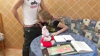 A schoolgirl allowed to be fucked by her classmate