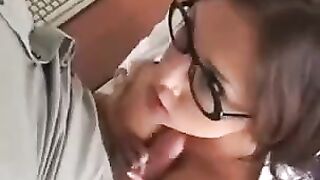 A girl is fucking with her boss in the office of his company