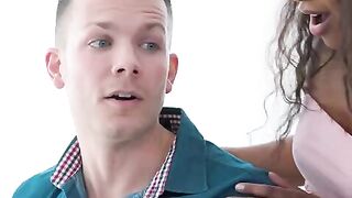 Demi Sutra massages her best friend’s cock before his date, showcasing her signature teasing skills