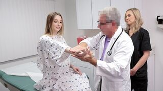 Pretty teen Ailee Anne gets fucked by pervert doctor and his assistant in a hardcore threesome