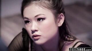 Skinny Asian teen Lulu Chu seduced her stepdad's best friend at his wake