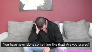 The chick made the guy do a blowjob at the casting