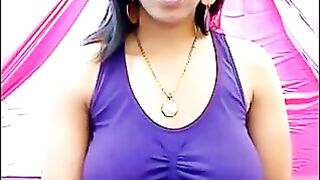 A girl is excited and her nipples are sticking through T-shirt