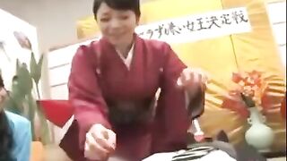 A hot brunette has sex with an Asian guy in public place