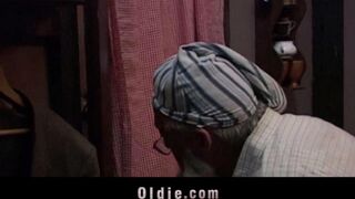 The grandfather punished his granddaughter for her naughty behavior in stockings