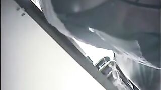 A hidden camera was set up at the checkout in the store to spy on girls