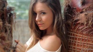 Russian young one is taking off her clothes and showing her body