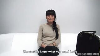 Czech casting with a brunette who used condoms during sex