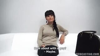 Czech casting with a brunette who used condoms during sex