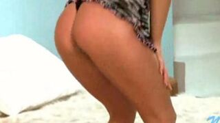 A young Russian lesbian shows her slim body and caresses herself on camera