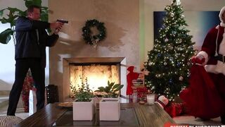 Babe fucked by a man in Santa Claus costumes