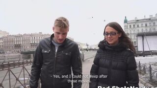 The first oncoming guy gets a blowjob from a Russian beauty