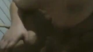 A fat woman dances naked at home in front of her husband