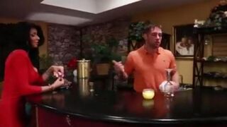 Sexy woman Christina fucked with the bartender on the couch