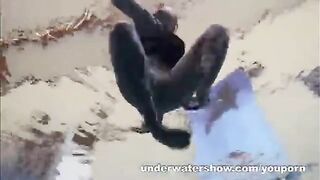 A erotic scene of a naked woman in the pool, perfect for relaxation