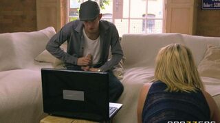A depraved mommy fucks with her daughter's boyfriend on the couch