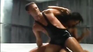 The fight turned into oily sex with a beautiful brunette