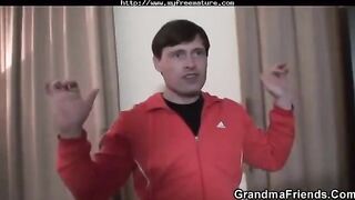 Old grandfather fucked his hot granddaughter and her son
