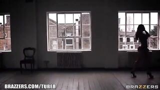 A girl with big natural tits has anal sex after a workout