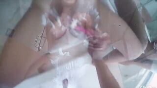 Karter Foxx gave a blowjob in the shower, her natural beauty shining through