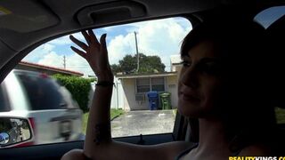 Skinny babe got picked up and fucked in a car