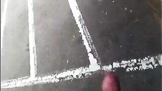 The guy just does not care and jerks off his cock on the street