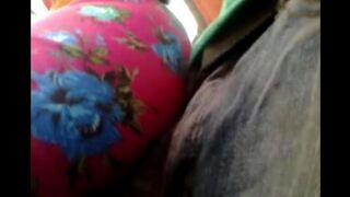 A man rubs his dick through a riser on a bus full of women