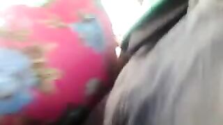 A man rubs his dick through a riser on a bus full of women
