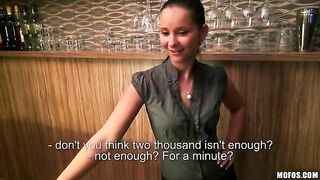 A pretty girl is fucking with her bartender lover