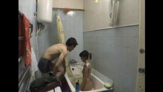 A brother shoots his step sister in the bathroom and she gets him back