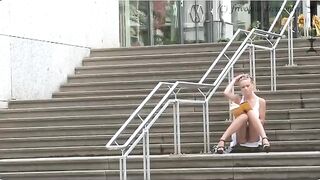 A girl walks on the street without panties, and a guy fucks her hard