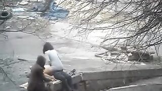 The guy was shooting sex with a girl on the city streets