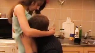 A drunken dad got fucked by his daughter, a taboo Russian scene