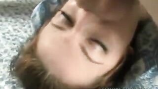 Girl takes a dick in her mouth and shakes her head