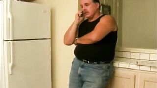 An aged woman happily swallows sperm of a young lover