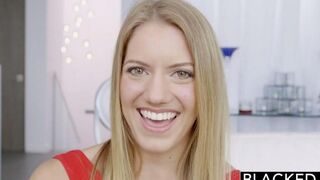 Blonde girl fucked by a black man with a long dick in all holes