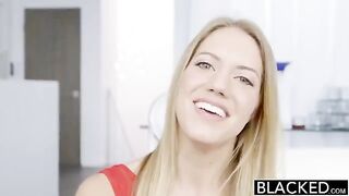 Blonde girl fucked by a black man with a long dick in all holes